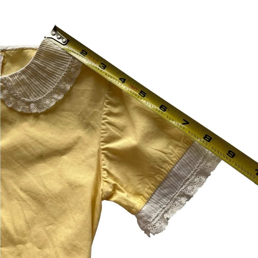 Miss L. Brogan Inc. New York Vintage Yellow Lace Cotton Romper Pearl Button Snap - Picture 15 of 15